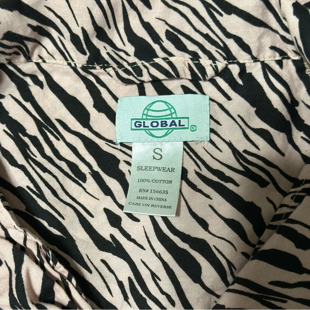 Global Pajamas Shorts Zebra Print Black Pink 100% Cotton Size‎ Small Sleepwear